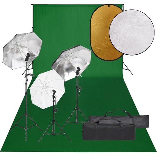 Kit Luci Softbox con Fondale Verde e Riflettore per Studio Fotografico