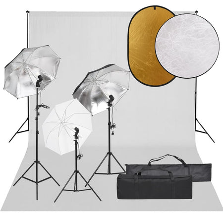 Kit Luci Softbox con Fondale Bianco e Riflettore per Studio Fotografico
