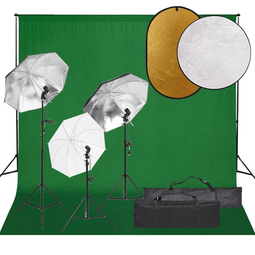 Kit per Studio Fotografico con Set Luci Fondale Verde e Riflettore 5 in 1