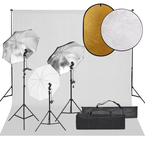 Kit Studio Fotografico con Luci Softbox Fondali Colorati e Riflettori Pieghevoli