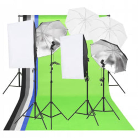 Kit Studio Fotografico con Luci Softbox Fondali Colorati e Riflettori Pieghevoli