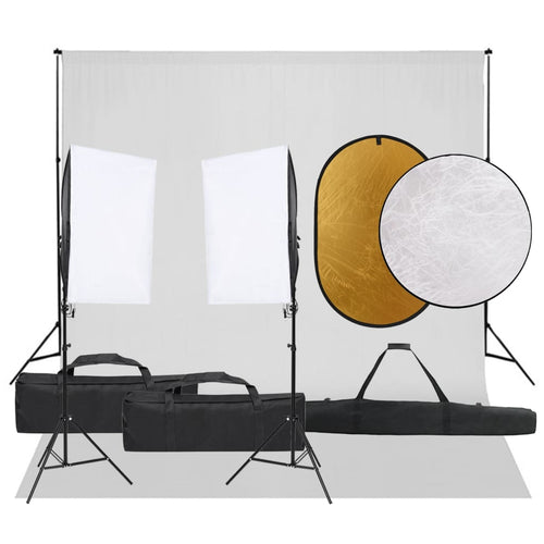 Kit Completo per Studio Fotografico con Softbox, Fondale e Riflettore