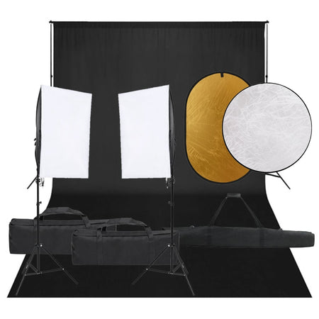 Set Luci Softbox con Fondale e Riflettore per Studio Fotografico Professionale