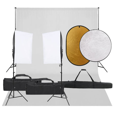 Set Luci Softbox con Fondale e Riflettore per Studio Fotografico Professionale