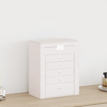 Portagioie a 6 Strati con Specchio Chiudibile a Chiave Bianco