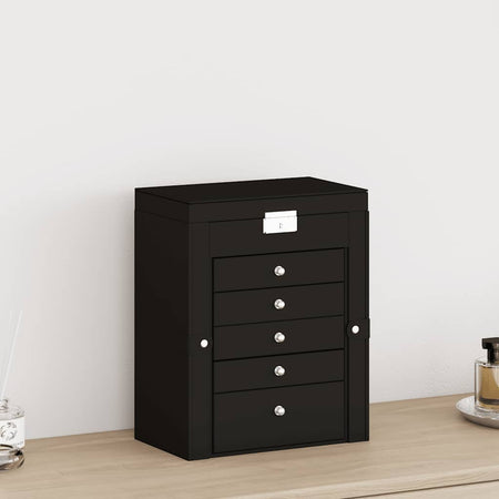 Portagioie a 6 Strati con Specchio Chiudibile a Specchio Nero