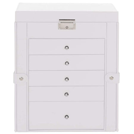 Portagioie a 6 Strati con Specchio Chiudibile a Chiave Bianco