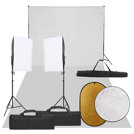 Set Luci Softbox con Fondale e Riflettore per Studio Fotografico Professionale