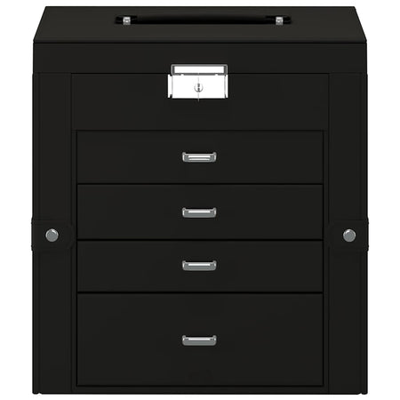 Portagioie a 5 Strati con Specchio Chiudibile a Specchio Nero