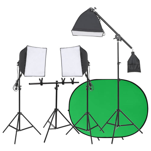 Kit Studio Fotografico con 3 Luci Softbox e Fondale Verde Green Screen