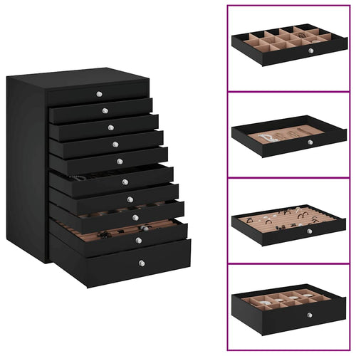 Organizer Portagioie 10 Livelli con Cassetti e Portaorologi Nero