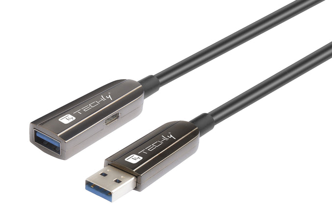 Cavo Ottico Attivo USB 3.0 SuperSpeed Active Optical Cable USB A M/F 100m Nero