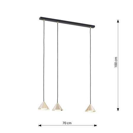 Sospensione Minimal Elit 3 Luci In Acciaio Nero