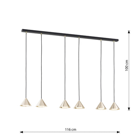 Sospensione Minimal Elit 6 Luci In Acciaio Nero