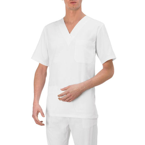 Casacca a V Piero Uomo Bianco 100% Cotone Medico Farmacista Dentista Infermiere Asa Oss