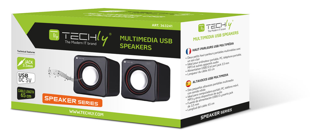 Set Altoparlanti Multimediali per Notebook e PC USB 2.0 e Jack 3,5 mm