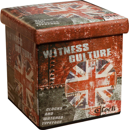 Biscottini Pouf contenitore richiudibile in ecopelle UK Praticissimo 32x32x32 realizzato