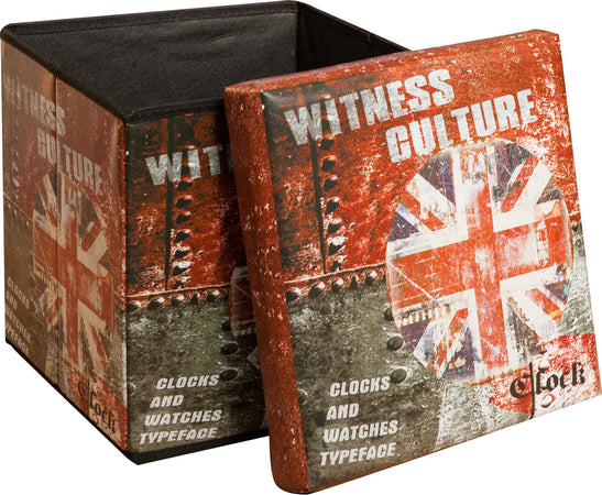 Biscottini Pouf Contenitore Biscottini Richiudibile Ecopelle Sgabello Poggiapiedi 32x32x32