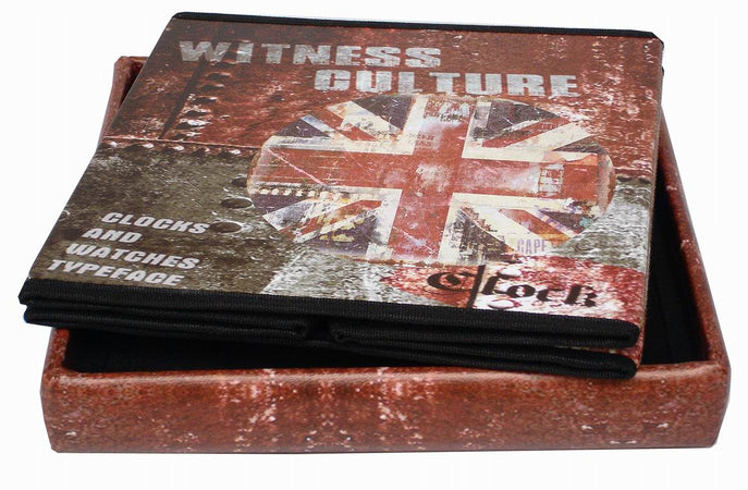 Biscottini Pouf Contenitore Biscottini Richiudibile Ecopelle Sgabello Poggiapiedi 32x32x32