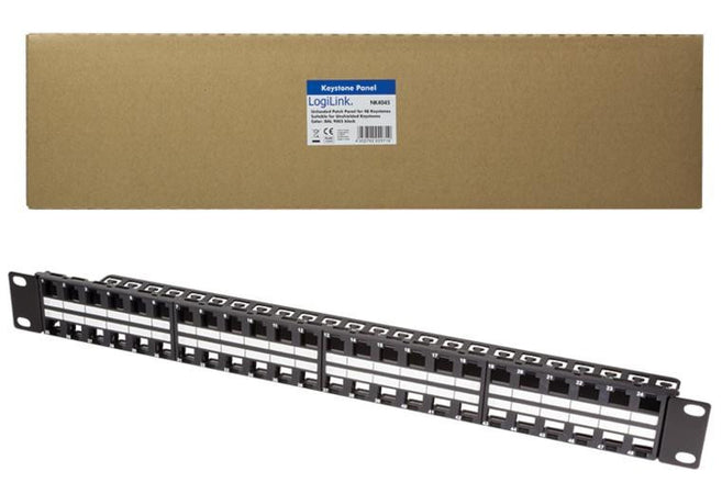 Pannello Patch 48 Posti 1HE Keystone Slim Senza Frutti Nero