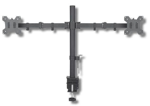 Supporto da Scrivania per 2 Monitor 13-27'' Installazione con Morsetto o Vite Passante