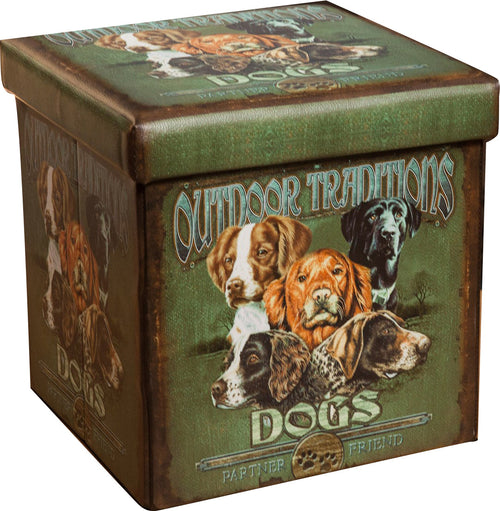 Biscottini Pouf contenitore richiudibile in ecopelle dogs Praticissimo 32x32x32 realizzato