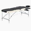 Lettino Massaggio Pieghevole a 3 Sezioni in Legno Colore Nero Beige