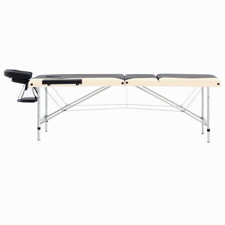 Lettino Massaggio Pieghevole a 3 Sezioni in Legno Colore Nero Beige