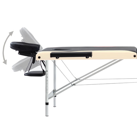 Lettino Massaggio Pieghevole a 3 Sezioni in Legno Colore Nero Beige