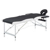 Lettino Massaggio Pieghevole Professionale 2 Zone Alluminio Nero/Bianco