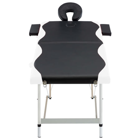 Lettino Massaggio Pieghevole Professionale 2 Zone Alluminio Nero/Bianco
