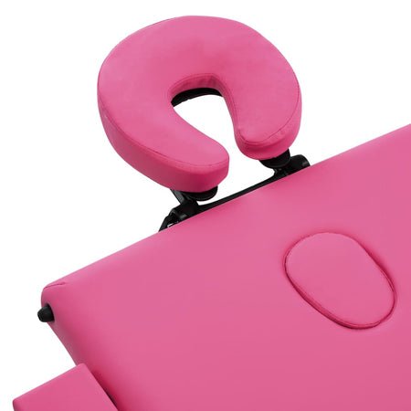 Lettino da Massaggio a 3 Sezioni in Alluminio Cuscino Resistente Rosa