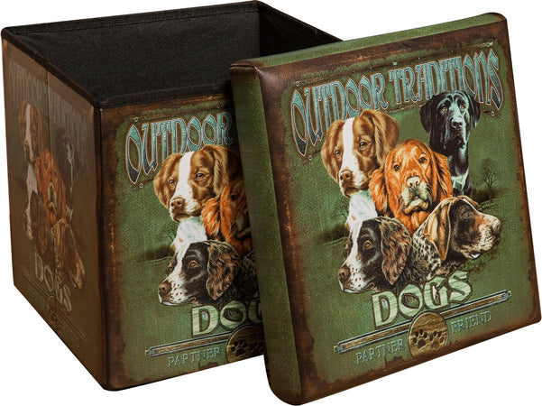 Biscottini Pouf contenitore richiudibile in ecopelle dogs Praticissimo 32x32x32 realizzato