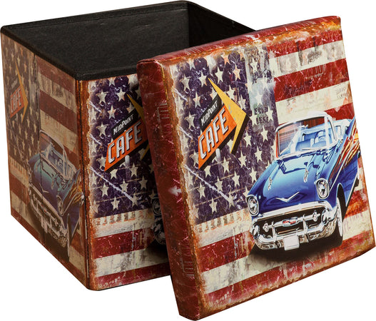 Biscottini Pouf contenitore richiudibile in ecopelle America Praticissimo 32x32x32