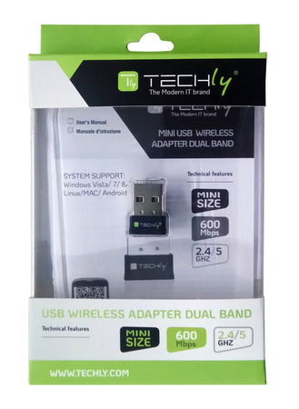 Mini Adattatore WiFi USB Dual Band MU-MIMO 2dBi 600Mbps