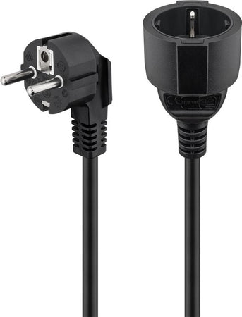 Cavo Alimentazione Schuko Maschio Angolato / Femmina 10m Nero