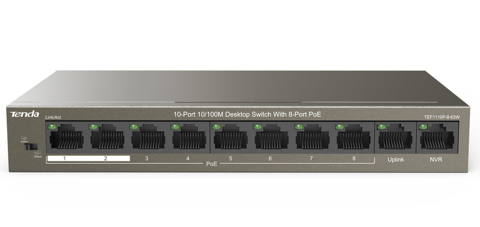 Switch Desktop 8 porte 10/100M PoE 63W TEF1110P-8-63W