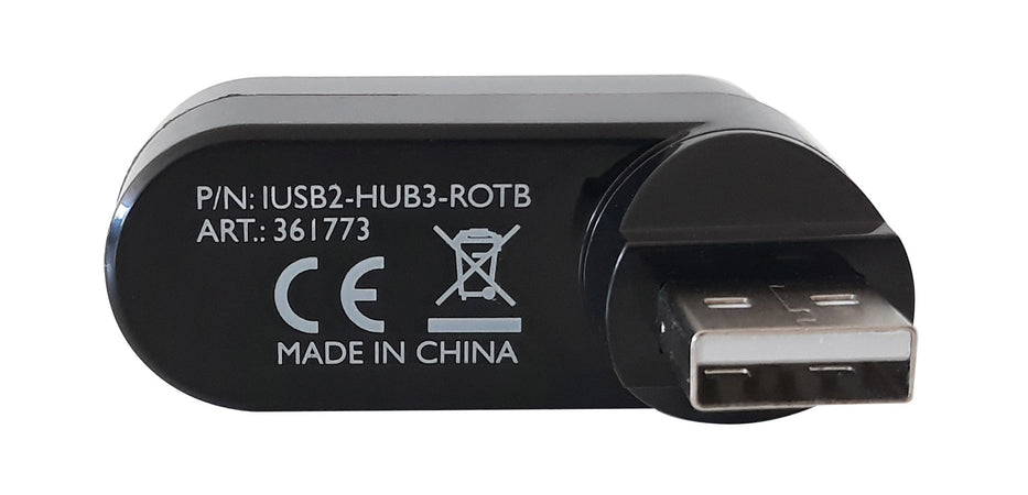 Mini Hub Rotante con 3 Porte USB 2.0 Nero