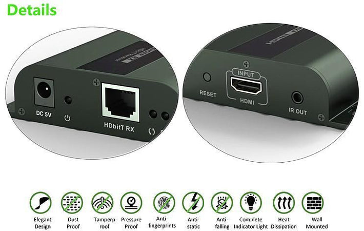 Ricevitore Aggiuntivo Extender HDMI IR su Cavo Cat.6 120m