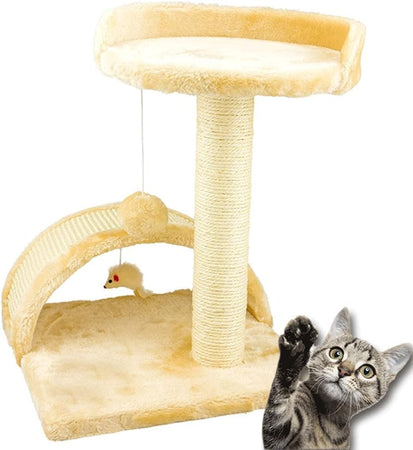 Tiragraffi Per Gatti Con Gioco Pallina H 50cm Sisal Gioco Topolino Tunnel Beige