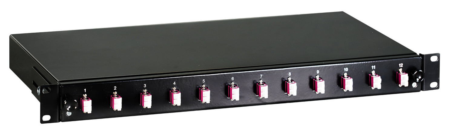 Cassetto Ottico 19'' con 12 bussole LC Duplex Multimodale OM4 Nero