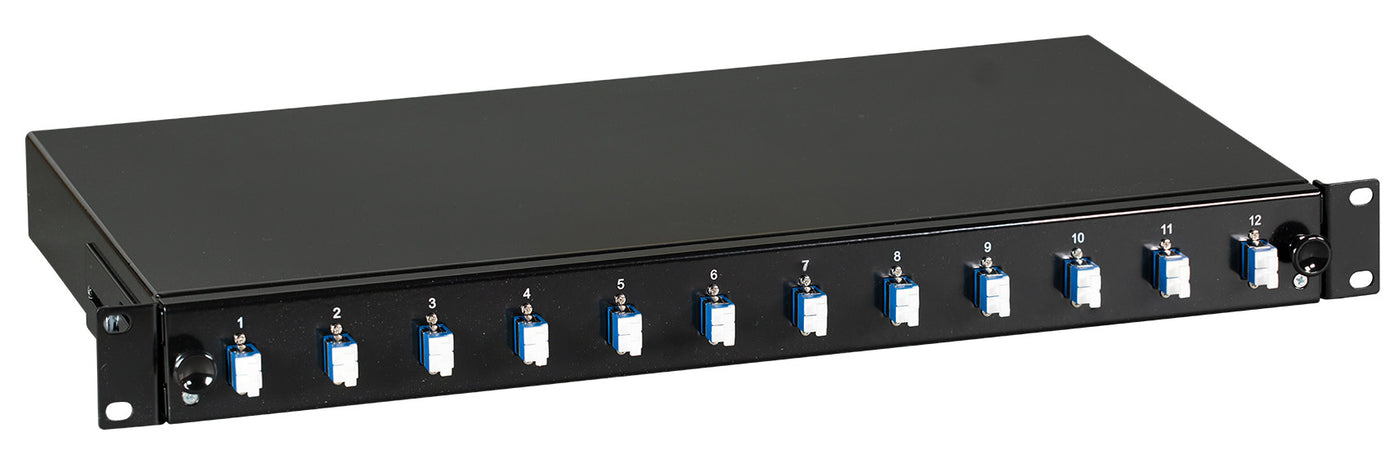 Cassetto Ottico 19'' con 12 bussole LC Duplex Monomodale OS2 Nero