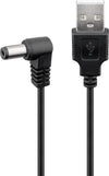Cavo USB A Maschio a DC 5,5 x 2,1 mm Maschio Angolato 1m nero