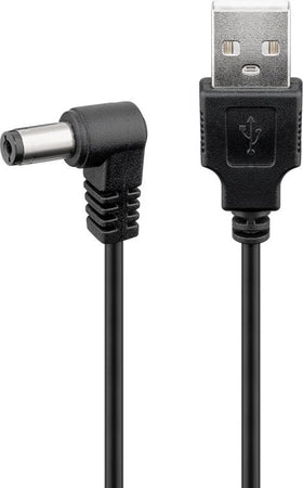 Cavo USB A Maschio a DC 5,5 x 2,1 mm Maschio Angolato 1m nero