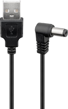Cavo USB A Maschio a DC 5,5 x 2,1 mm Maschio Angolato 1m nero