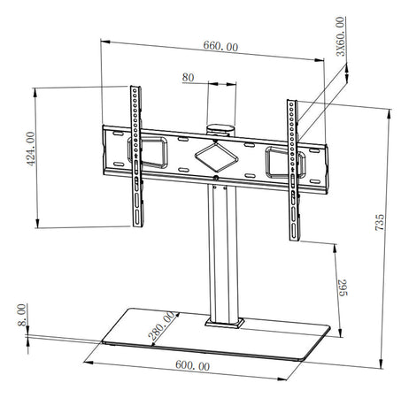 Supporto per TV regolabile in altezza per TV LED LCD 32-65''