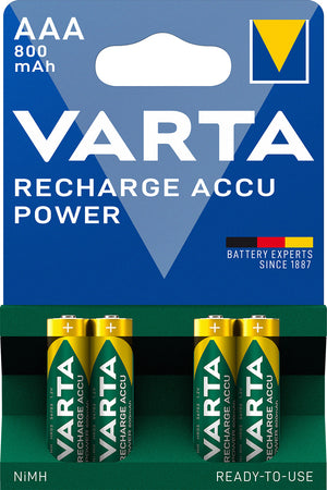 Blister 4 Batterie Ricaricabili Mini Stilo AAA 800 mAh