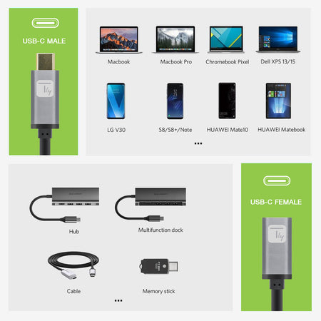 Cavo prolunga USB 3.2 Gen 2 USB-C&trade M/F 1m Nero