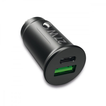 Caricatore da Auto USB A e USB-C&trade 27 Watt PD Power Delivery Fast Charge 3 3A Nero