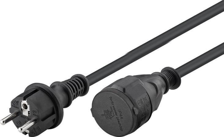 Cavo Alimentazione Schuko Maschio / Femmina da Esterno 10m Nero